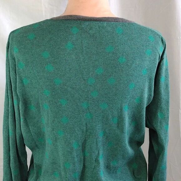 cAbi Retro Green Polka Dot Grey Trim Button Front Knit Cardigan Large - Picture 15 of 16